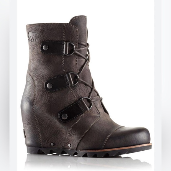 Sorel Joan of Arctic Wedge Brown Lace Up Waterproof  Winter Boots Distressed Sz7 - Picture 3 of 14